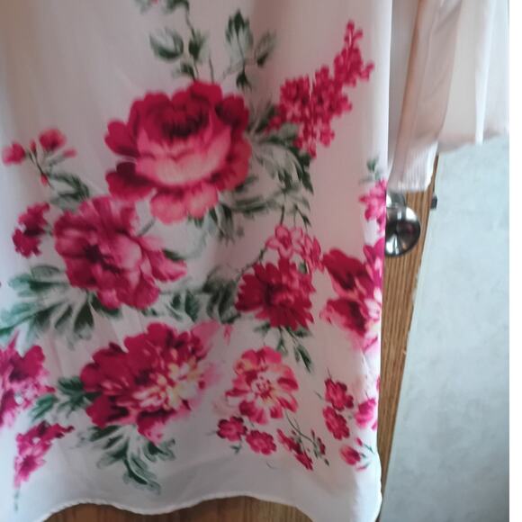 Umgee Floral Tunic Dress Pink Rose Print Loose Sheath Boho Cottage Size Medium - Picture 7 of 10